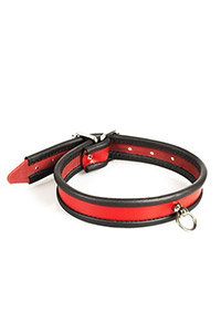 COLLIER EN CUIR ROUGE ET NOIR