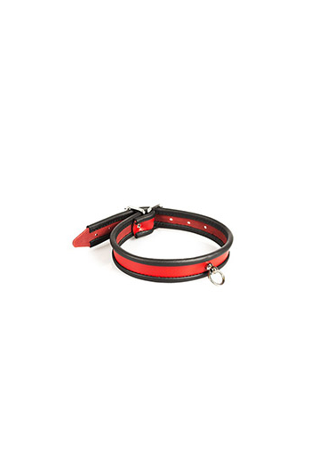 COLLIER EN CUIR ROUGE ET NOIR