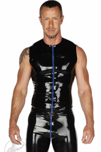 T-SHIRT SANS MANCHE FRONT ZIP NOIR INVINCIBLE RUBBER