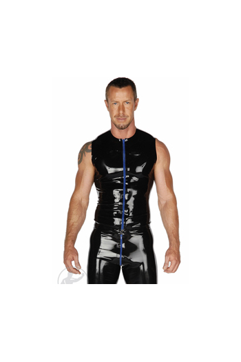 T-SHIRT SANS MANCHE FRONT ZIP NOIR INVINCIBLE RUBBER
