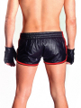 SHORT SPORT CUIR NOIR ET ROUGE