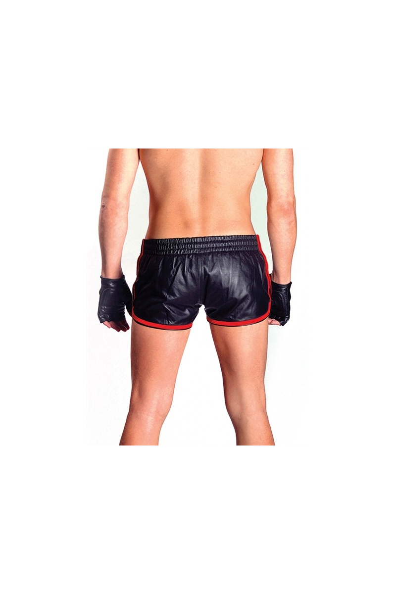 SHORT SPORT CUIR NOIR ET ROUGE - IEM