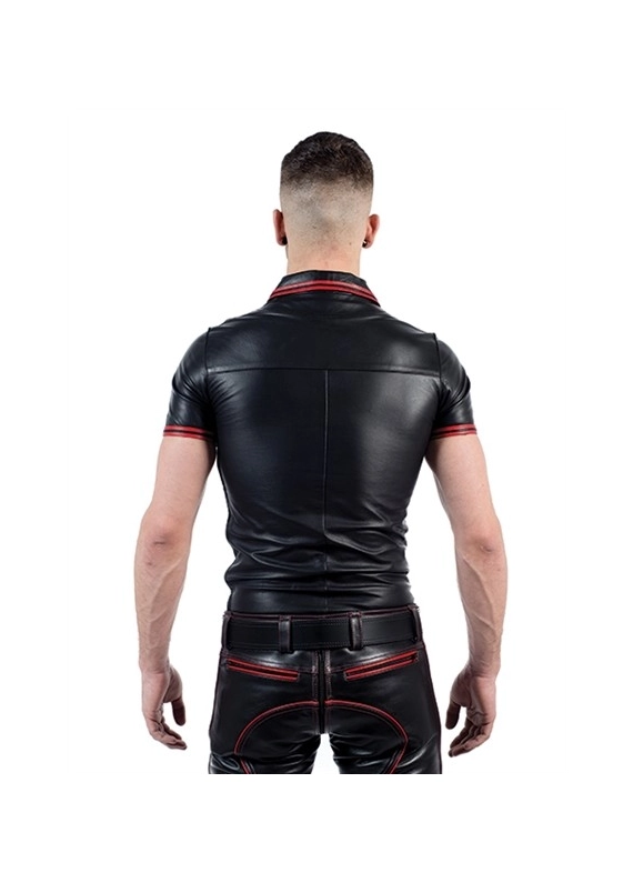 POLO CUIR NOIR LISERET ROUGE MrB