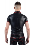 POLO CUIR NOIR LISERET ROUGE MrB