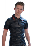 POLO CUIR NOIR LISERET ROUGE MrB