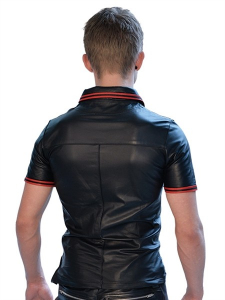POLO CUIR NOIR LISERET ROUGE