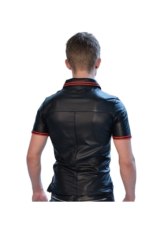 POLO CUIR NOIR LISERET ROUGE MrB