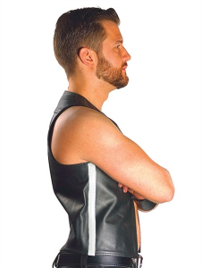 GILET CUIR NOIR ET BLANC