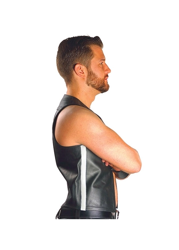 GILET CUIR NOIR ET BLANC MrB
