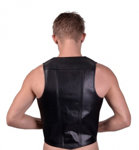 GILET CUIR NOIR ET BLANC