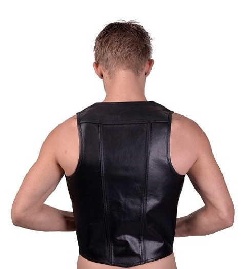 GILET CUIR NOIR ET BLANC MrB