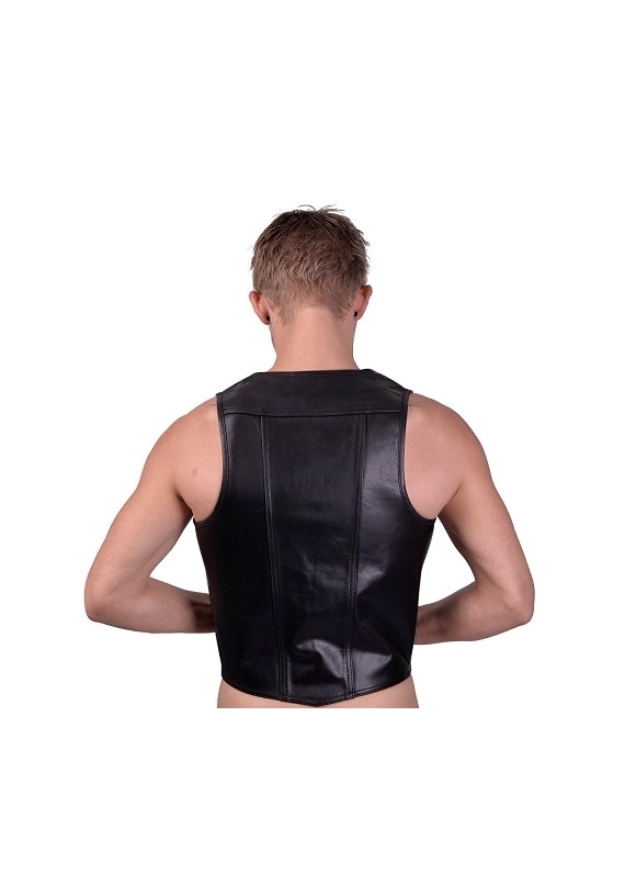 GILET CUIR NOIR ET BLANC MrB
