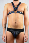 JOCKSTRAP IEM BLEU EN CUIR MICROPERFORÉ AVEC ZIP