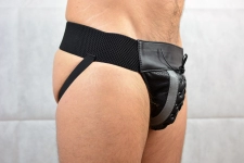 JOCKSTRAP EN CUIR IEM MICROPERFORÉ AVEC LACET