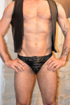 THONG CUIR NOIR A LACETS