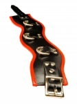COLLIER MINERVE CUIR NOIR/ROUGE