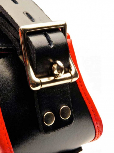 COLLIER MINERVE CUIR NOIR/ROUGE