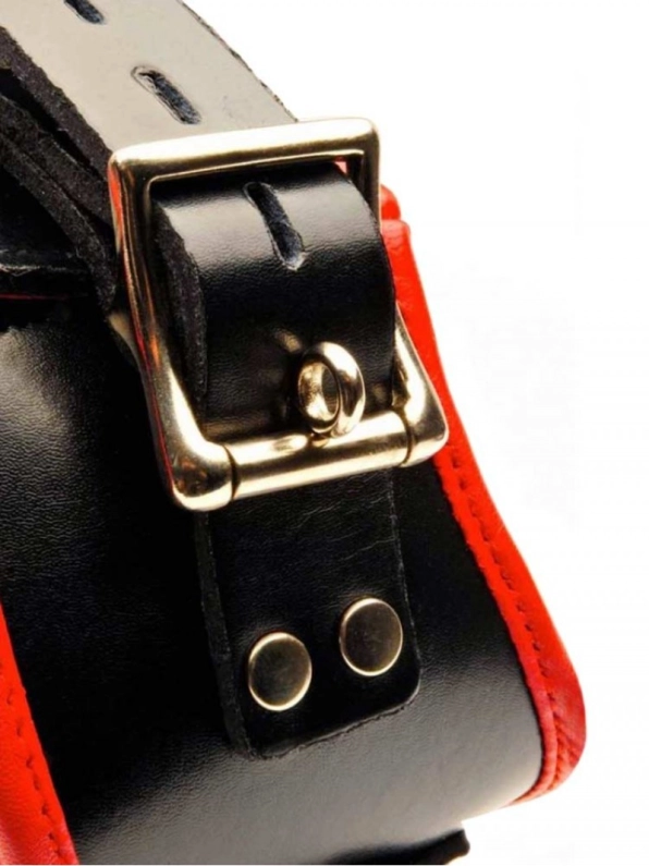COLLIER MINERVE CUIR NOIR/ROUGE