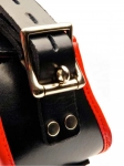 COLLIER MINERVE CUIR NOIR/ROUGE