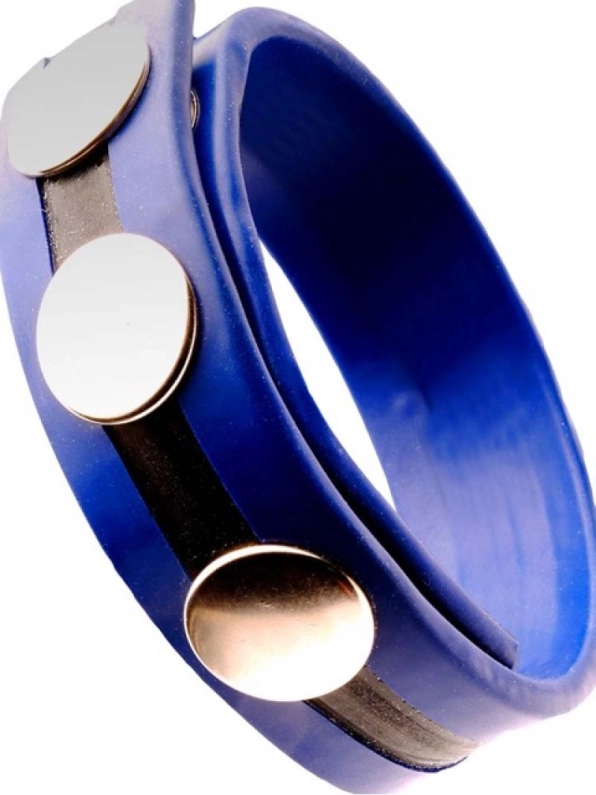 COCK-STRAP LATEX BANDES BLEUES