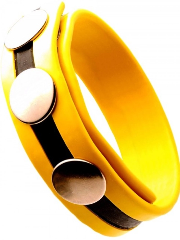 COCK-STRAP LATEX BANDES JAUNES