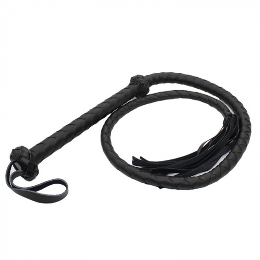 FOUET NOIR TRESSE 1.50M - PVC