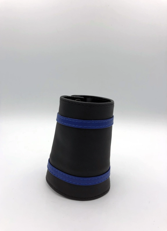 POIGNET CUIR NOIR BANDES COLOREES