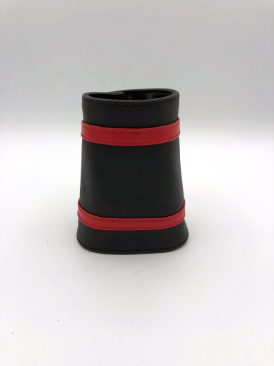 POIGNET CUIR NOIR BANDES COLOREES