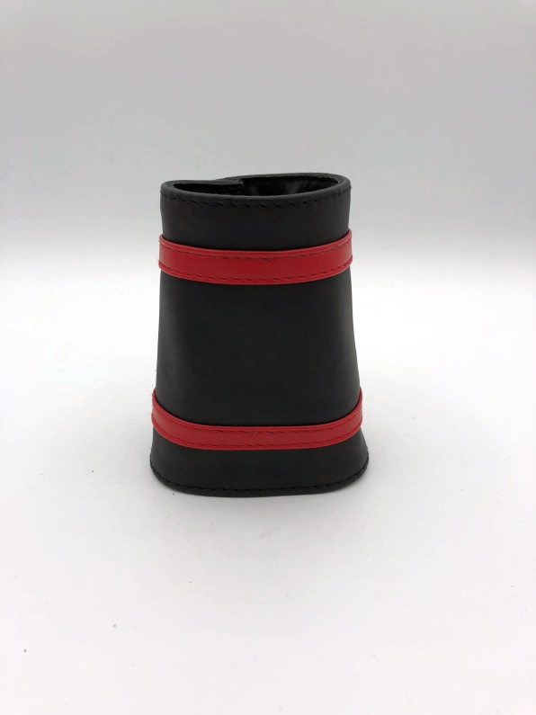 POIGNET CUIR NOIR BANDES COLOREES