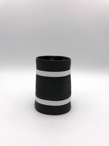 POIGNET CUIR NOIR BANDES COLOREES