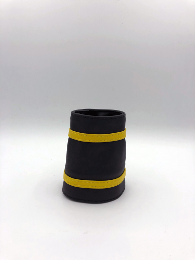 POIGNET CUIR NOIR BANDES COLOREES