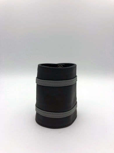 POIGNET CUIR NOIR BANDES COLOREES