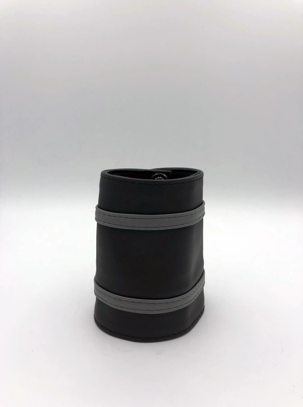 POIGNET CUIR NOIR BANDES COLOREES