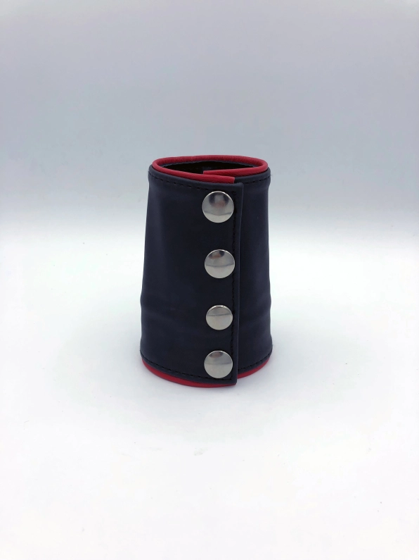 POIGNET CUIR NOIR LISERETS