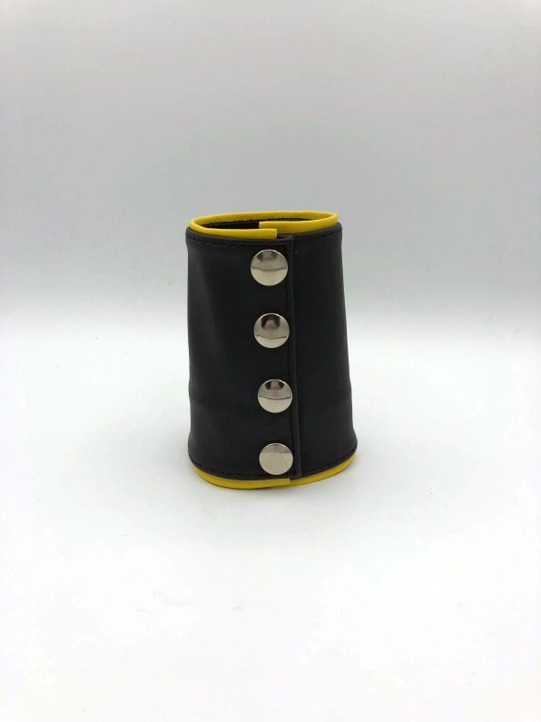 POIGNET CUIR NOIR LISERETS