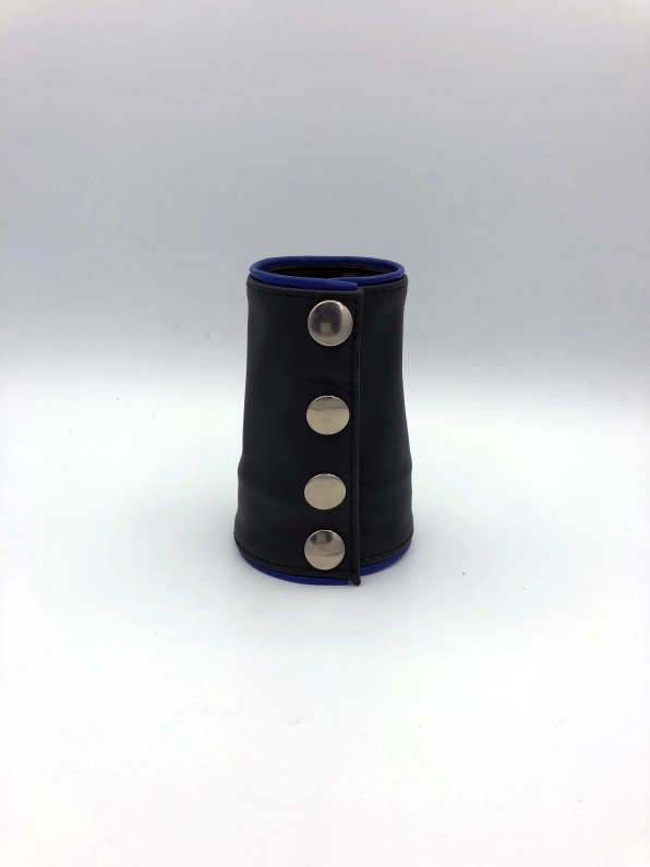 POIGNET CUIR NOIR LISERETS