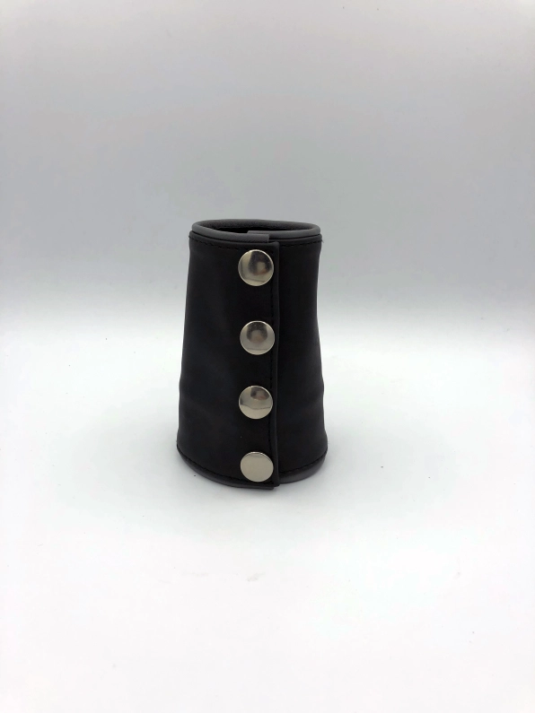 POIGNET CUIR NOIR LISERETS