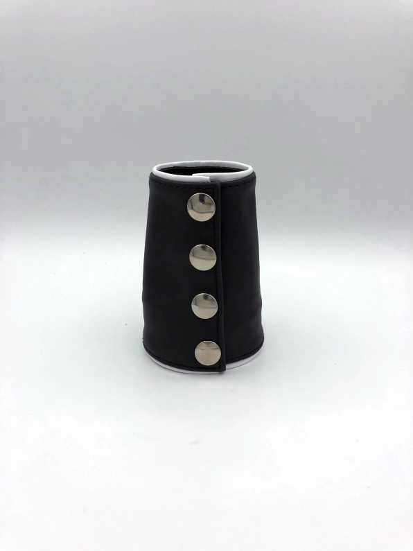 POIGNET CUIR NOIR LISERETS