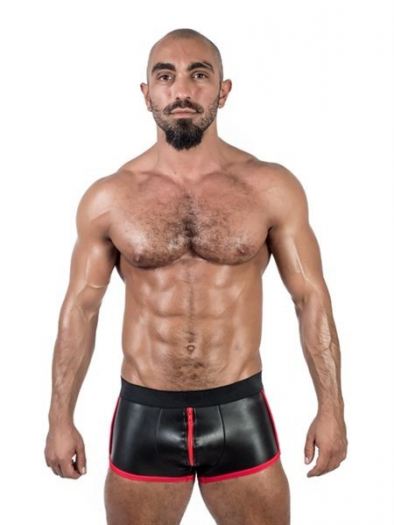 SHORT NOIR ROUGE NEOPRENE FULL ZIP MISTER B