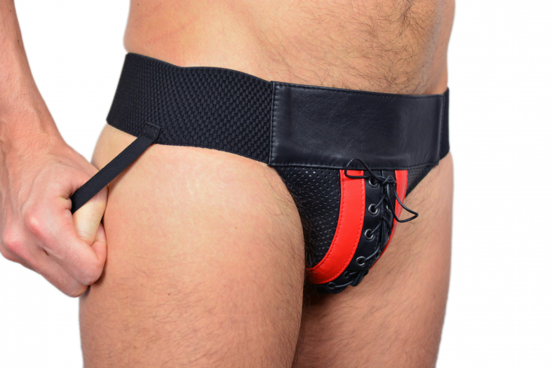 JOCKSTRAP EN CUIR IEM MICROPERFORÉ AVEC LACET
