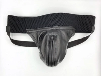 JOCKSTRAP IEM EN CUIR AVEC BANDE ELASTIQUE ET ZIP CENTRAL