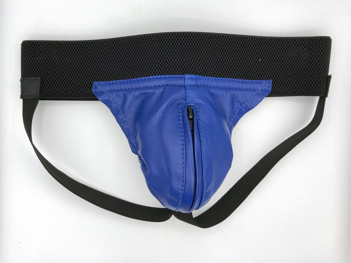 JOCKSTRAP IEM EN CUIR AVEC BANDE ELASTIQUE ET ZIP CENTRAL