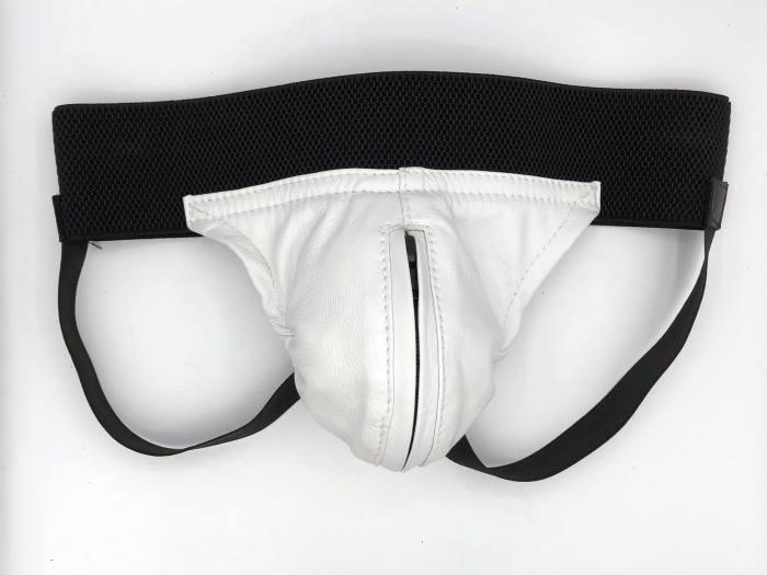 JOCKSTRAP IEM EN CUIR AVEC BANDE ELASTIQUE ET ZIP CENTRAL