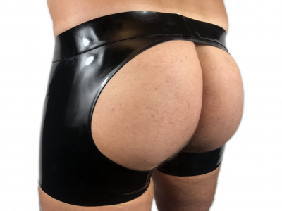 SHORT BACKLESS LATEX NOIR