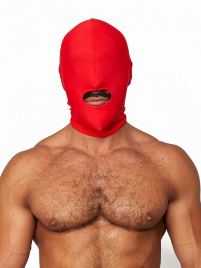 CAGOULE ROUGE  EN SPANDEX 1 OUVERTURE BOUCHE