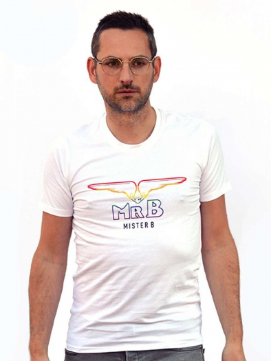 WHITE MR B PRIDE RAINBOW SHIRT