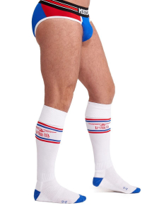 CHAUSSETTES FOOTBALL BLANC/ROUGE/BLEU MR.B URBAN