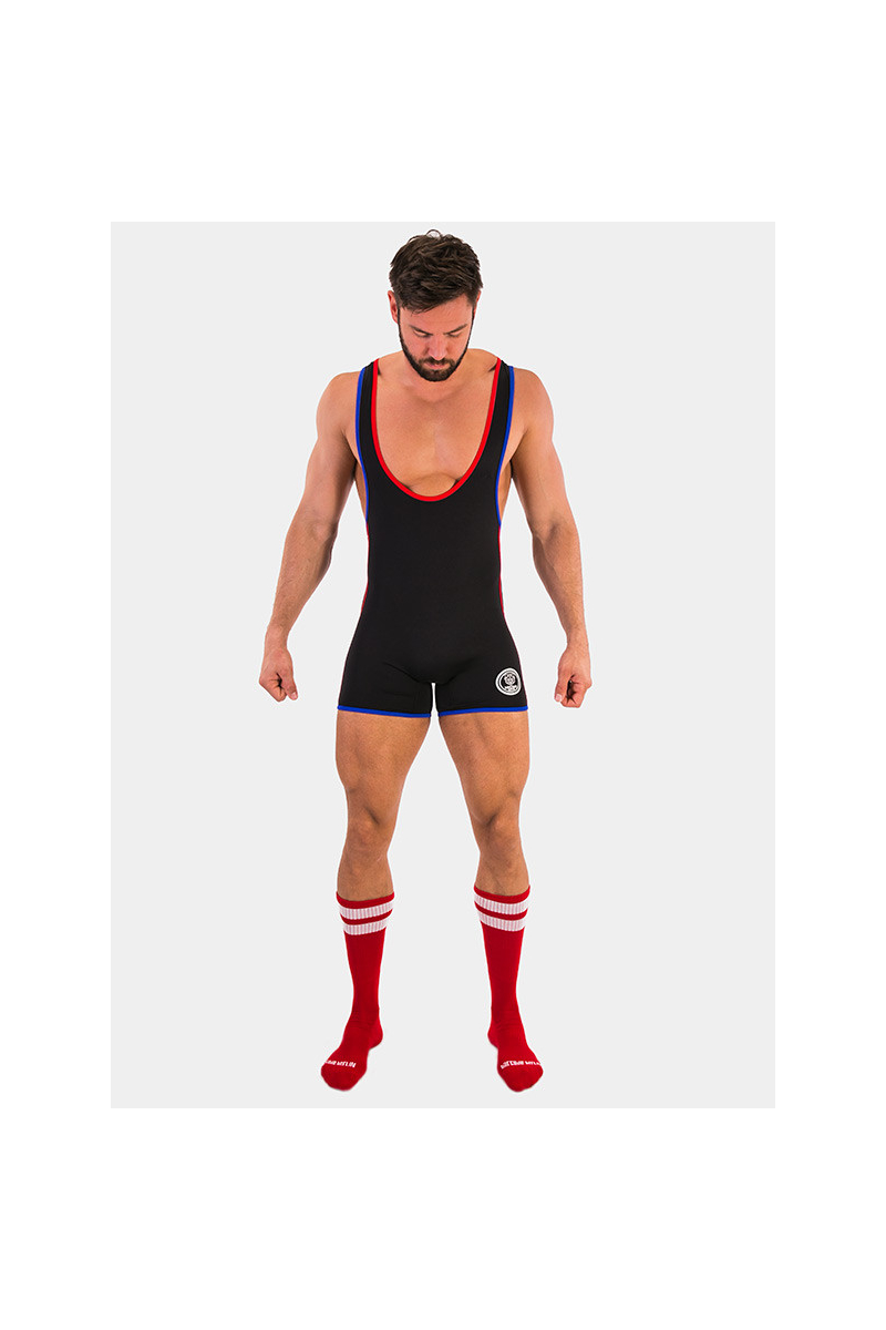 Justaucorps De Lutte Homme Homologué UWW - Style Black Panther - Matière Compressif Et Respirant - Professionnel Compétition