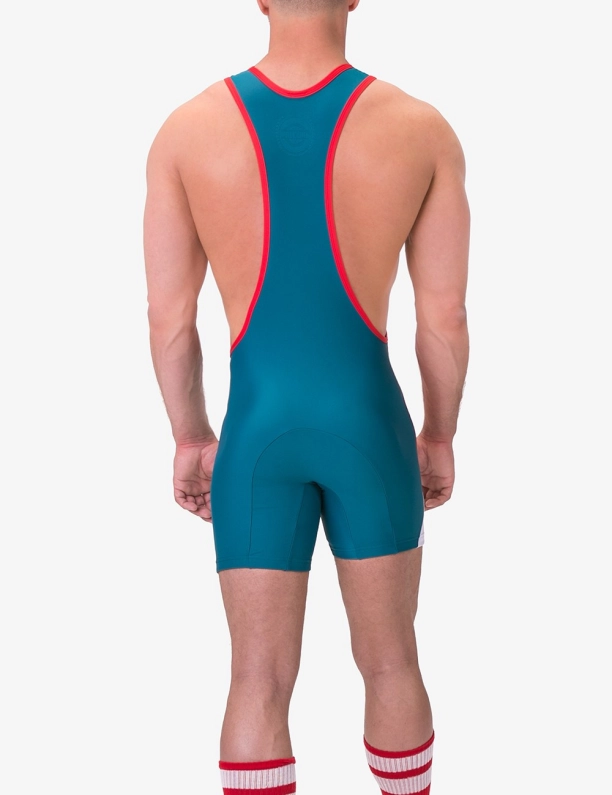 COMBINAISON DE LUTTE LUCKENWALDE ROUGE/BLANC/BLEU BARCODE