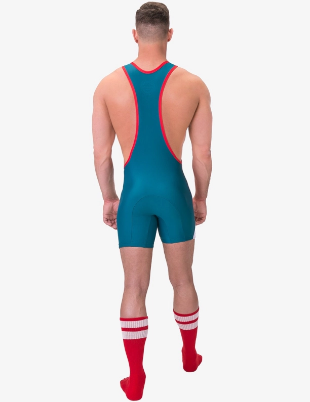 COMBINAISON DE LUTTE LUCKENWALDE ROUGE/BLANC/BLEU BARCODE